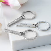 Personalised Couples 11th Steel Anniversary Bar Keyring
